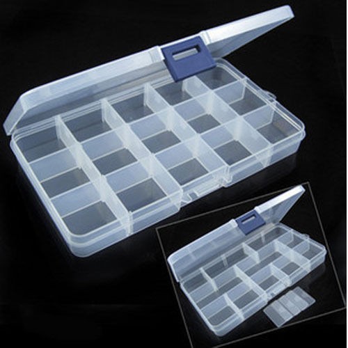   15 Compartment Plastic Storage Box Jewelry Tool Container NEW