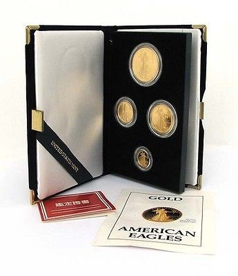 22K GOLD COIN PROOF SET 1988 EAGLE 4 COINS