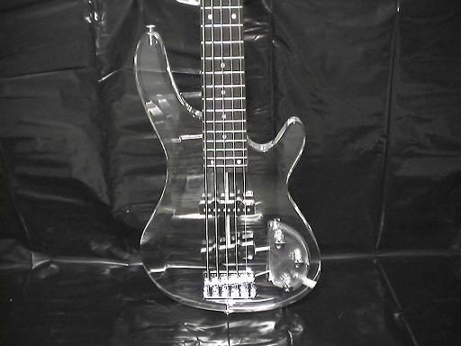 Deluxe 5 String Clear Body Lucite Electric Bass Guitar