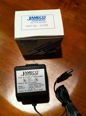 EA. JAMECO AC ADAPTER 102285 OUTPUT 24V DC 60Hz 400 mA POWER SUPPLY 