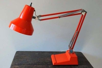 Vintage Retro LEDU Orange Task Drafting Articulating Lamp Mid Century 