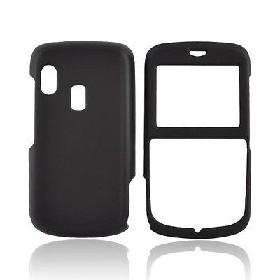 Black Rubberized Hard Plastic Snap On Case Cover For Alcatel OT800