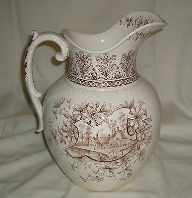 ANTIQUE J.H. WEATHERBY AESTHETIC ORLEANS BROWN TRANSFERWARE WASH WATER 