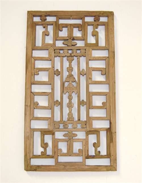 ANTIQUE HAND CARVED WINDOW PANE Lucky Bat Panel Divider