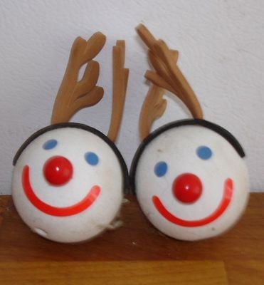 Vintage Jack In The Box Christmas Snowmen Reindeer Antenna Heads