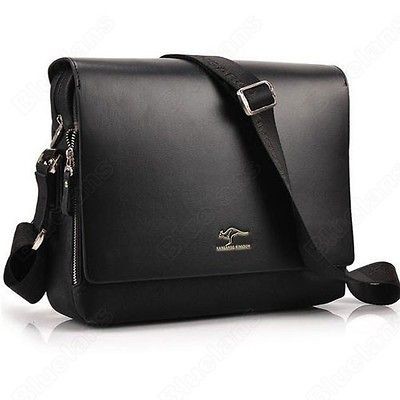 Fashion Kangaroo Mens Leather Crossbody Shoulder Messenger Bag 