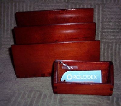 DESK ORGANIZERS 2 PC1 PAPER SORTER +1  BUS.CARDHOLDER​  MED BROWN 