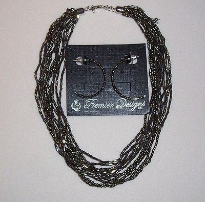 PREMIER DESIGN 16 SEEDBEAD NECKLACE WITH MATCHING PIERCED 