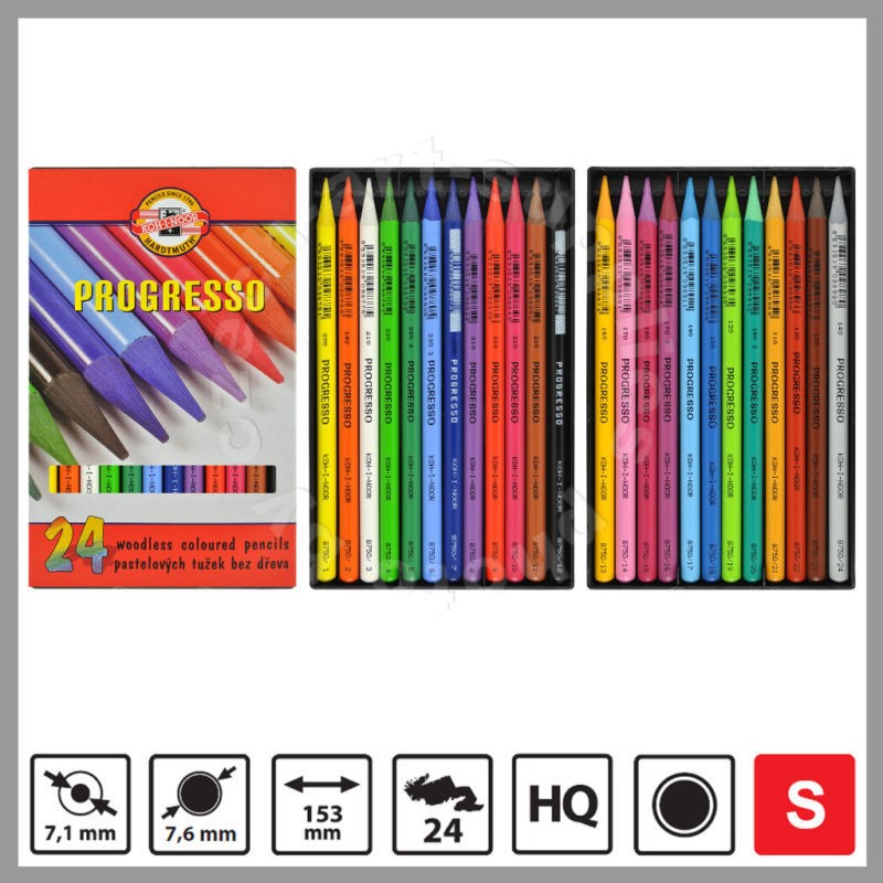 Koh i Noor PROGRESSO WOODLESS COLOURED PENCILS 8758/24