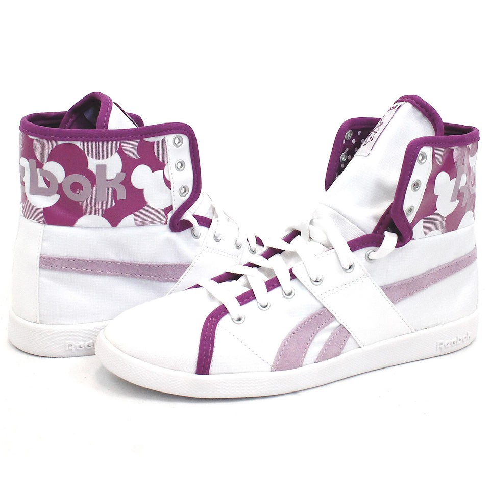 Reebok Ladies Classic Top Down NC White Primo Purple High Tops £49.99