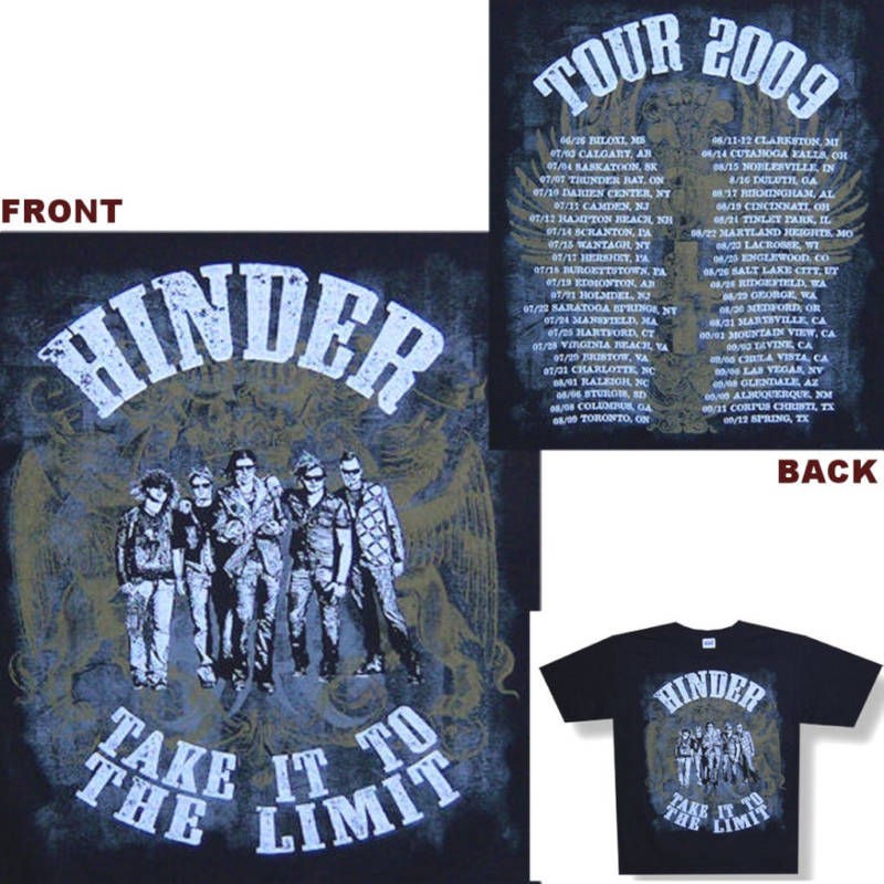 HINDER CREST/TAKE IT TO THE LIMIT 09 TOUR T SHIRT XXL