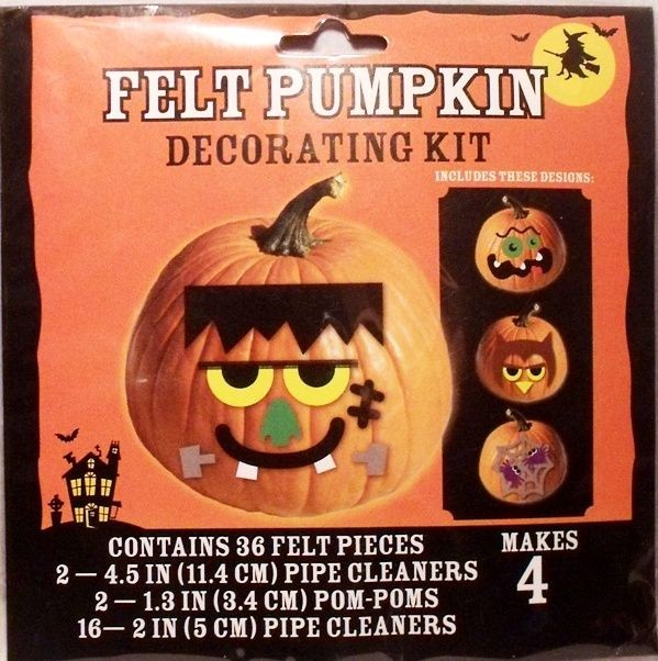 HALLOWEEN PUMPKIN DECORATING CRAFT KIT FELT SHAPES Owl Spider Yard 