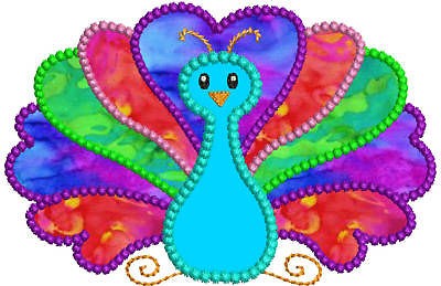 Peacock Applique Machine Embroidery Designs 2 Sizes Inc