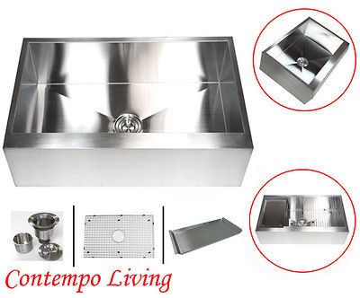 36 Stainless Steel Flat Apron Kitchen Farm Sink Combo