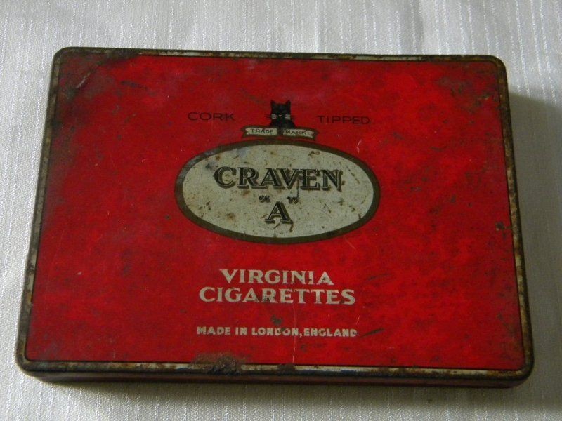 VINTAGE CRAVEN A VIRGINIA CIGARETTES LONDON BLACK CAT TIN BOX