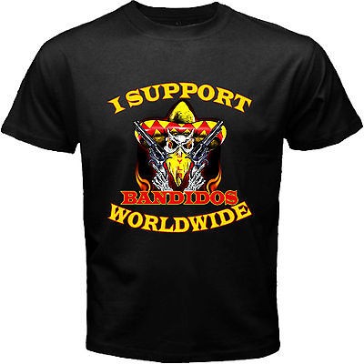 Support Bandidos MC Worldwide 1%er Biker Motorcycle Club Black T 