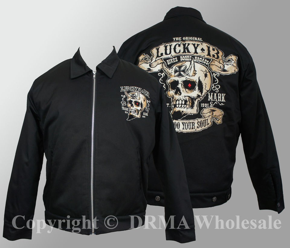   LUCKY 13 Booze Bikes & Broads Lined Chino Jacket M L XL XXL 3XL NEW