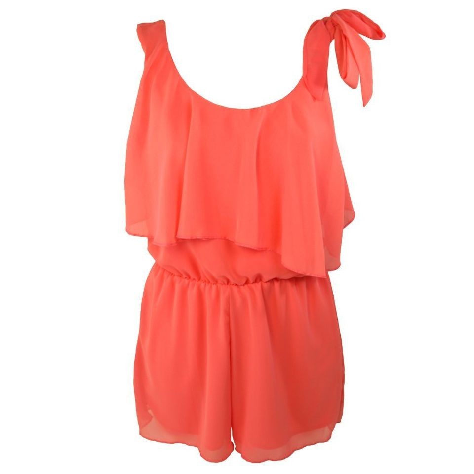 Chiffon Playsuit with Detail in Coral, Size S/M, M/L, L/XL