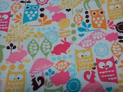 owl cotton flannel fabric textile upholstery Vintage quilt Home Decor 