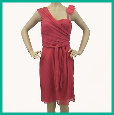 Vera Wang Lavender Womens Crinkle Chiffon Dress Rosette Detail Coral 