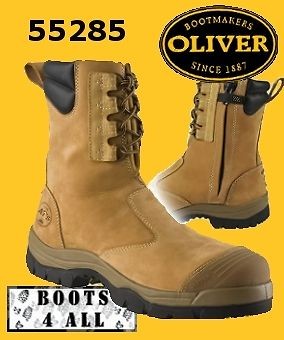 Oliver Steel Toe Work Boots AT55285 Wheat Hi Leg Zip Sided Brand New 