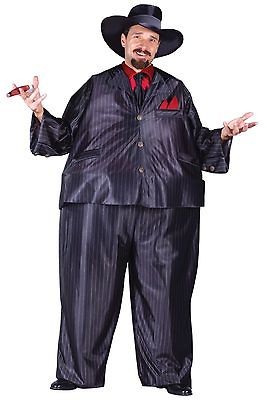 Mens Fat Mobster Suit Halloween Costume Pinstripe Mafia Gangster 20s 