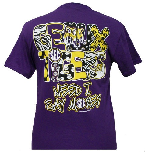 LSU Say More, purple, shortsleeve unisex fit t shirt (ADULT)