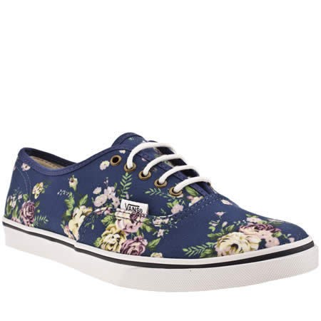 VANS AUTHENTIC LO PRO IV FLORAL WOMENS BLUE FABRIC PLIMSOLLS TRAINERS