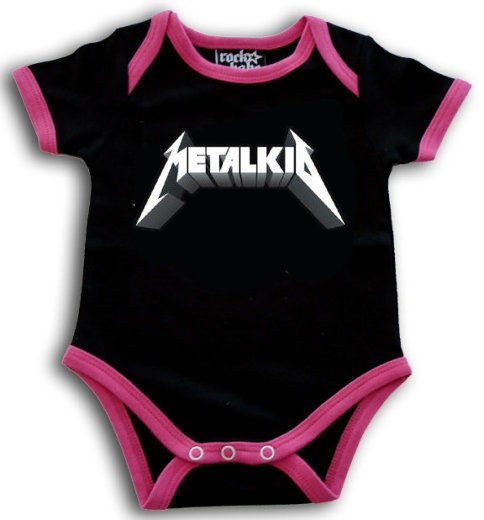   KID metallica BLACK & PINK BABY SUIT SHIRT 4 GIRL ROMPER 6 12 MONTHS