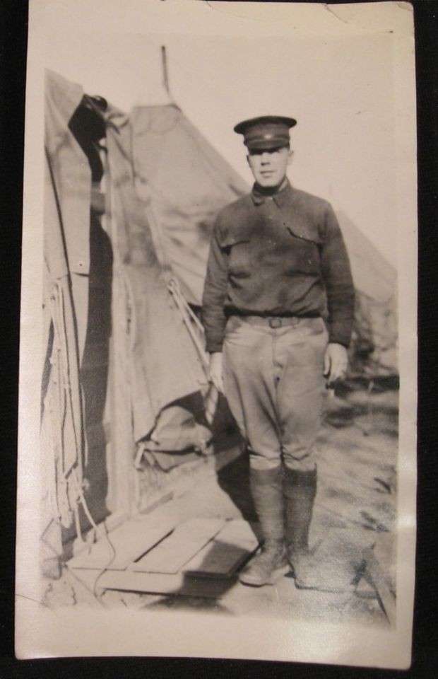 VINTAGE ENCAMPMENT PHOTO TROOPER IN PUTTEES & JODHPURS w LOW CROWNED 