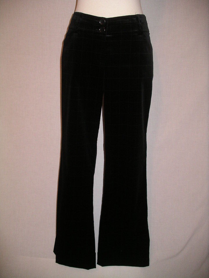   Infinite Black Windowpane Velvet Dress Pants Slacks   12   NWT