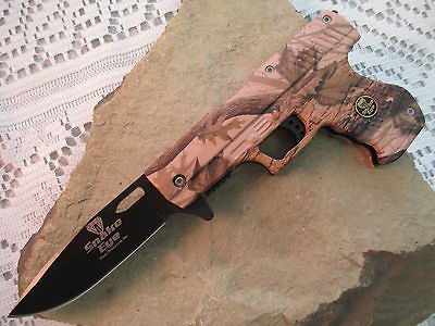 Snake Eye Camo Gun Style Spring Assisted Knife PK 849CAMO2 zix