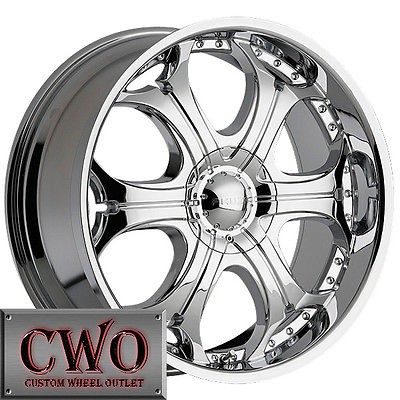 24 Chrome Akuza Spur Wheels Rims 5x127/5x135 5 Lug Jeep Wrangler C1500 