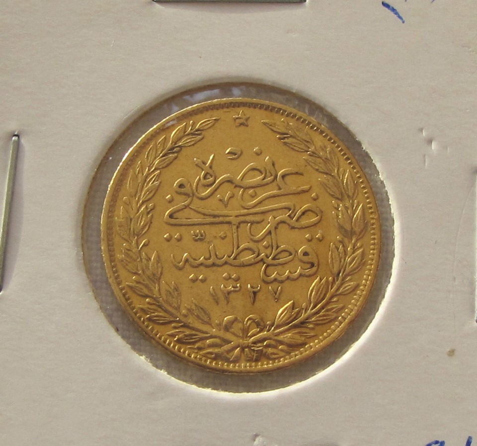 TURKEY 100 KURUSH AH 1327/4 GOLD COIN 1912