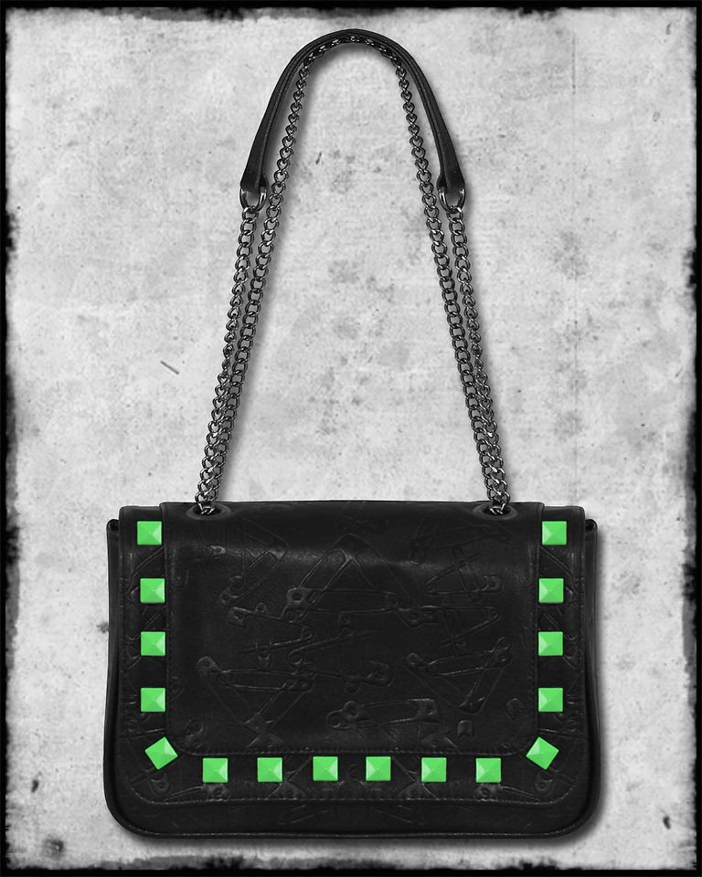 ABBEY DAWN BY AVRIL LAVIGNE SAFETY DANCE PIN CHAIN STUDDED HANDBAG 