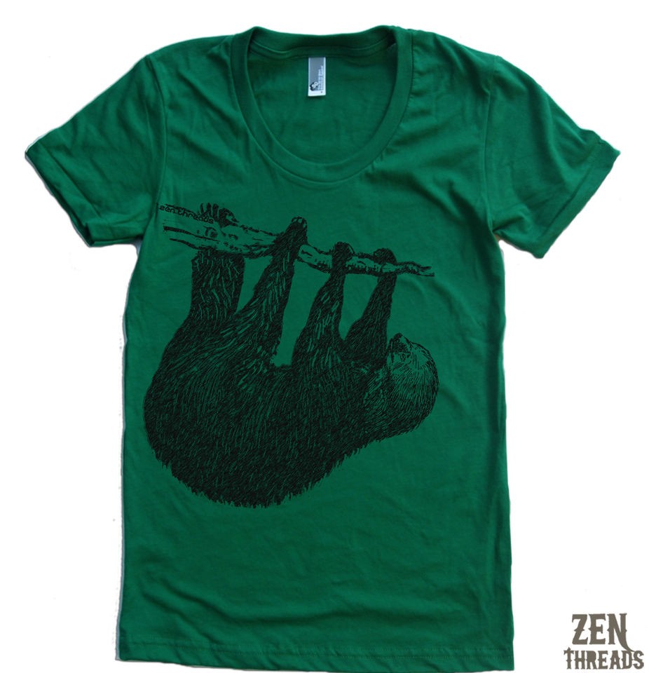 Womens Tree SLOTH t shirt american apparel   S M L XL   15 Color 