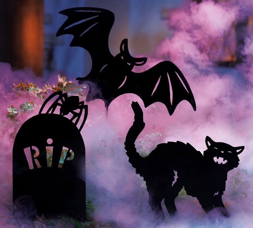 Spooky Halloween Shadow Garden Stakes Set Yard Decor ~NEW~