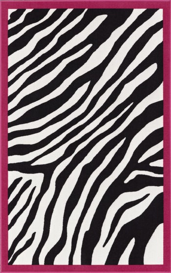 3x5 MODERN ZEBRA PINK BOARDER KIDS AREA RUG ACTUAL 33x5(V6)BLACK