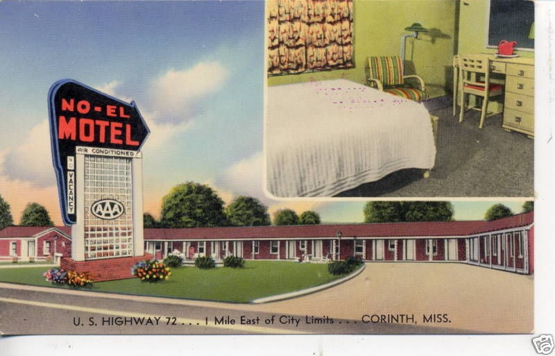 CORINTH MISSISSIPPI ALAMO MOTEL INTERIOR POSTCARD ROOM