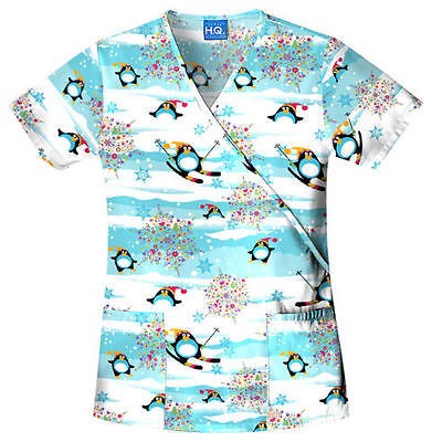 Cherokee Penguin Fun Winter Scrubs Top 4826 PGFN