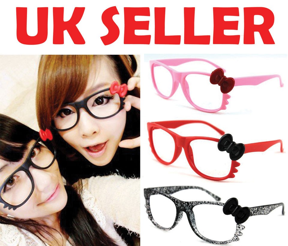 HELLO KITTY Clear Lens Glasses   Cute/Nerd/Geek​/Goth/Emo/Cool 