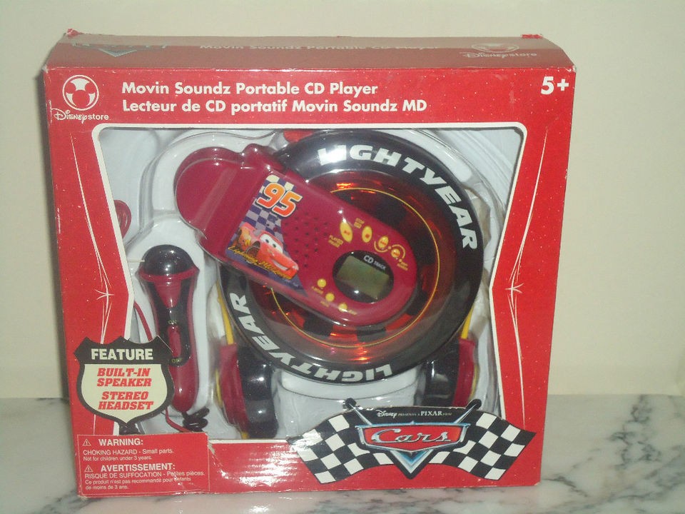 DISNEY CARS MOVIN SOUNDZ PORTABLE CD PLAYER W/ MICROPHONE BRAND NEW