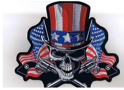 UNCLE SAM SKULL & GUNS*** Large Biker Back Patch ppa6317