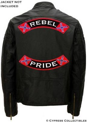 REBEL PRIDE BIKER PATCH Confederate Flag 13 INCH ROCKER embroidered 