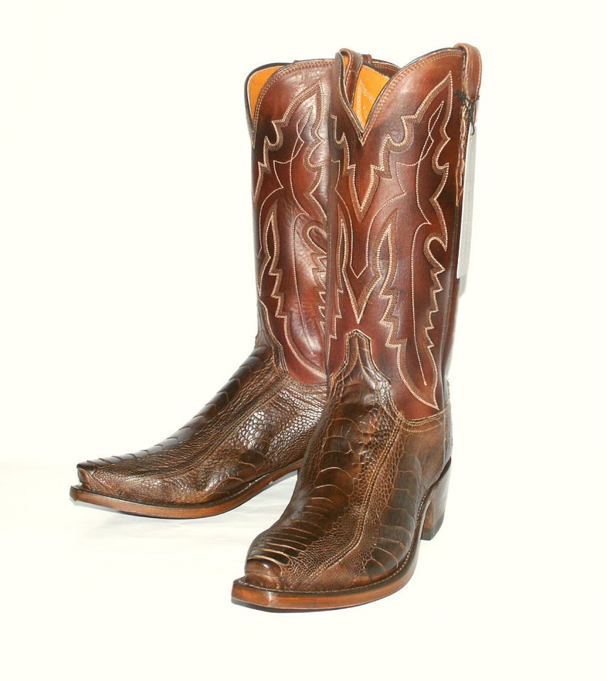 Chocolate Matte OSTRICH LEG Mens Lucchese N1119 Western Boot   Retro 