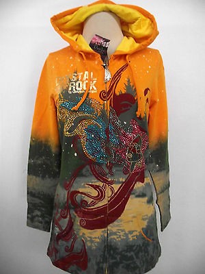 180 NWT CHRISTIAN AUDIGIER CRYSTAL ROCK SWAN WOMENS HOODIE W.STONES 