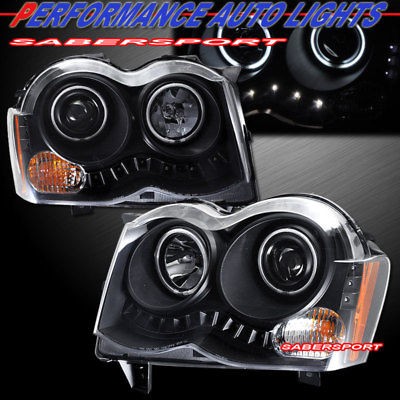 2008 2010 GRAND CHEROKEE CCFL HALO PROJECTOR HEADLIGHTS w/ LED PARKING 