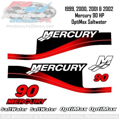 1999, 2000, 2001 & 2002 Mercury 90 HP OptiMax Saltwater 10pc Repro 