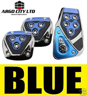 BLUE CHROME CAR FOOT COVERS PEDALS VW BEETLE BORA LUPO