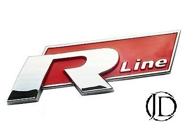 VW R Line Car Badge Red Emblem MK4 MK5 MK6 Golf Polo Passat R32 Car‏